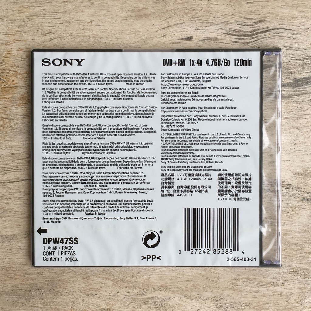 (Jual Satuan) DVD+RW Sony Single Pack 4.7GB Slim Case