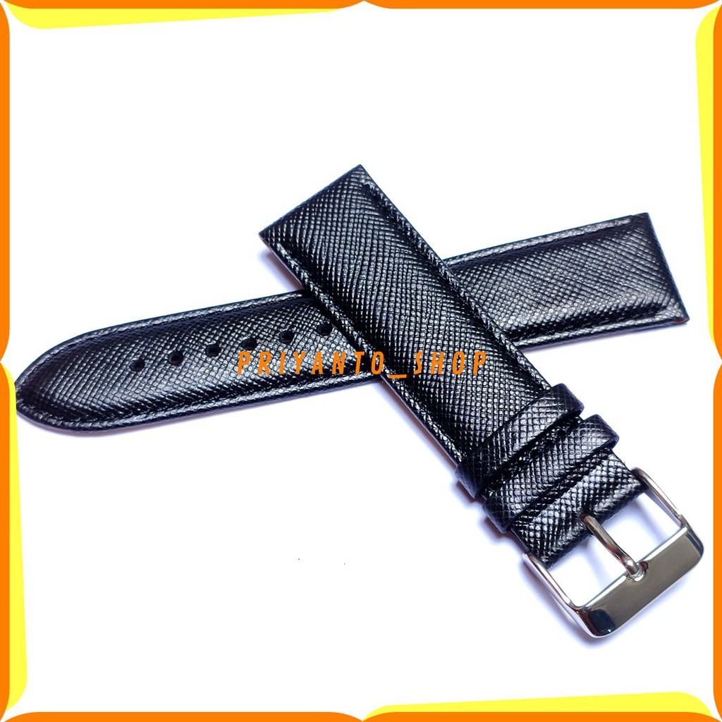 Strap Tali Jam Tangan 22mm Tali jam Leathers Genuine kulit Rajut 22mm hitam