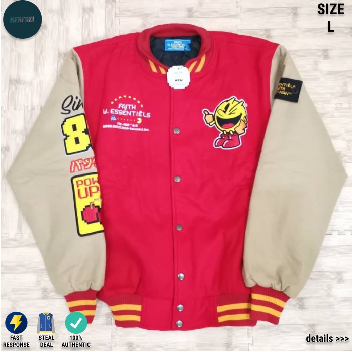 Varsity Jacket Power Pellet Faith W.essentiels Pac-Man Pacman Size L