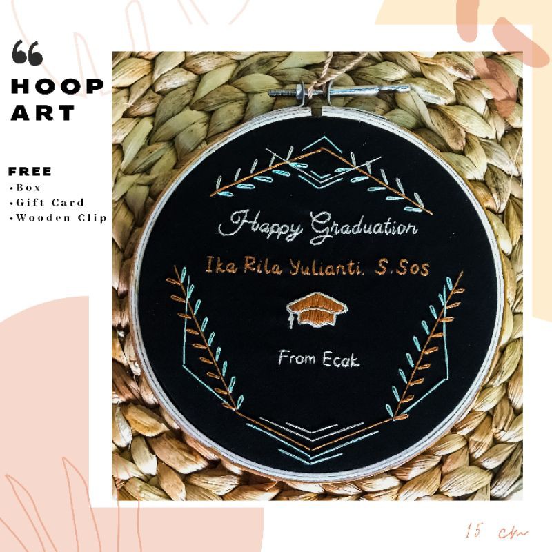 [20 cm] Hadiah Kado Custom Embroidery Ulang Tahun Wisuda Pernikahan Anniversary Unik Pacar