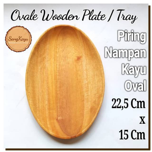 Ovale Wooden Plate Tray 22,5x15 Cm Piring kayu saji nampan saji kayu