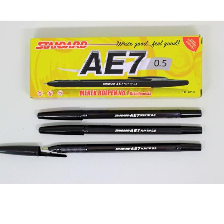 

(BeN➲) ★★ Pulpen Standart AE7 Hitam isi 12 pcs /Pasti.suka