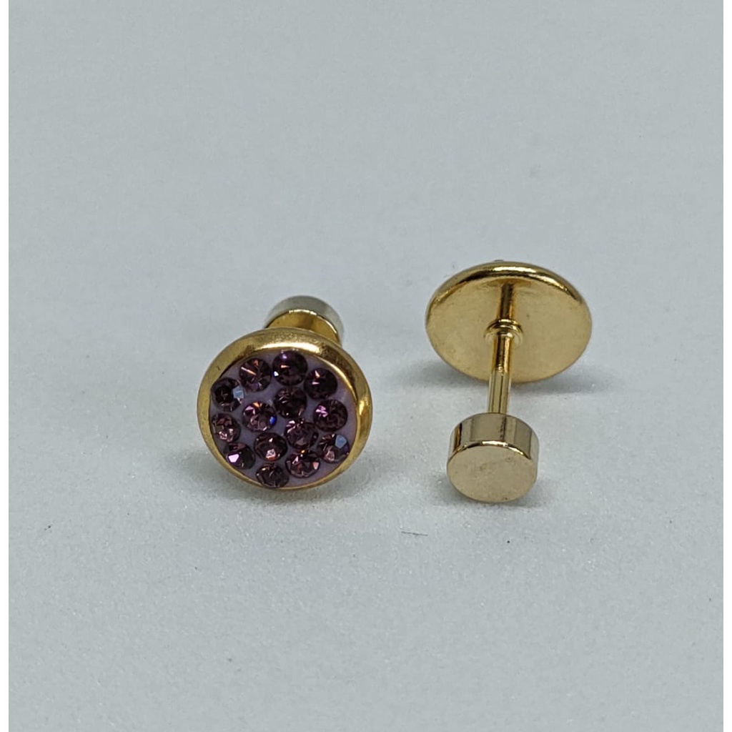 ANTING TUSUK BAHAN TITANIUM PERMATA WARNA WARNI ( SEPASANG )