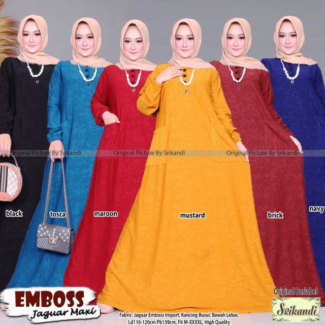 Jaguard Maxi Ld115 XXXL - Gamis Kaos Brukat Jumbo Busui Bigsize Oversize Bumil Arabian brukat  / R.12 - 023-5042