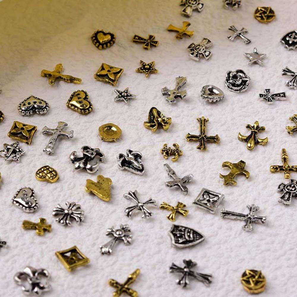 AUGUSTINA Agustina Cross Dekorasi Kuku Fashion Bintang Berujung Lima Perhiasan Seni Kuku Paduan Punk Nail Drills