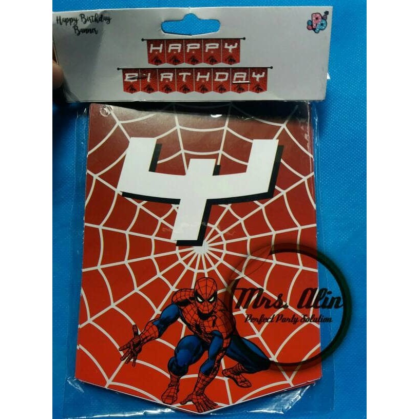 Banner Ulang Tahun Spiderman / Banner Ultah Spiderman / Banner HBD