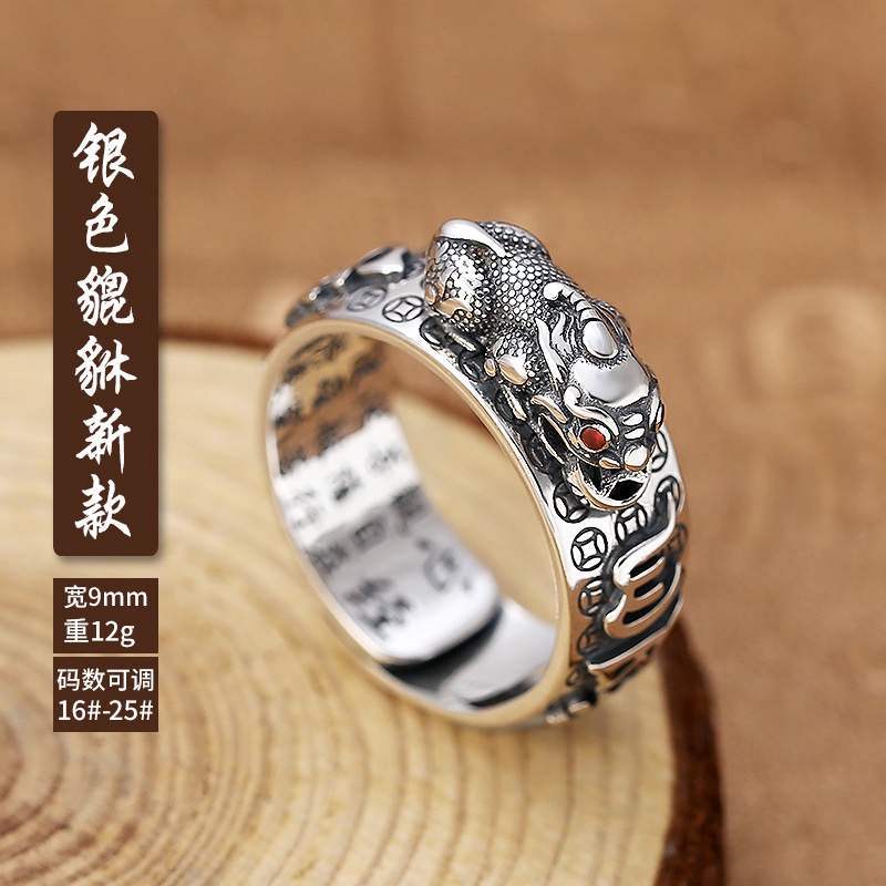 Fortune Cincin silver S925 Bentuk Hati Gaya retro Klasik Untuk Hadiah