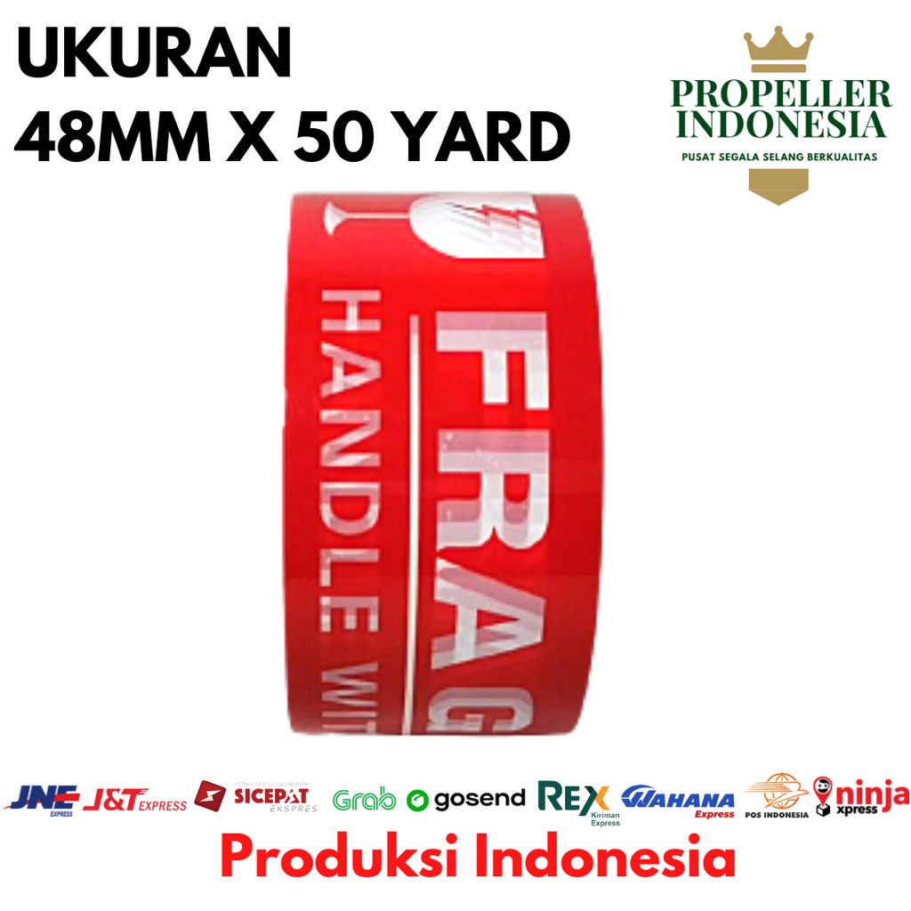 Lakban Fragile RHINOCEROS Tape Selotip Isolasi Fragile 48MMx50YARD