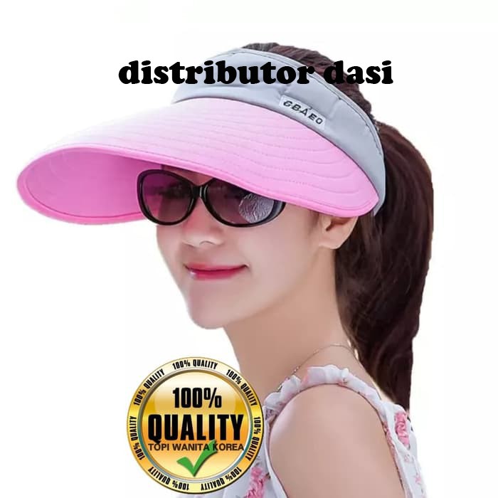 Topi Pantai Outdoor Korea Hitam Ungu Salem Grosir