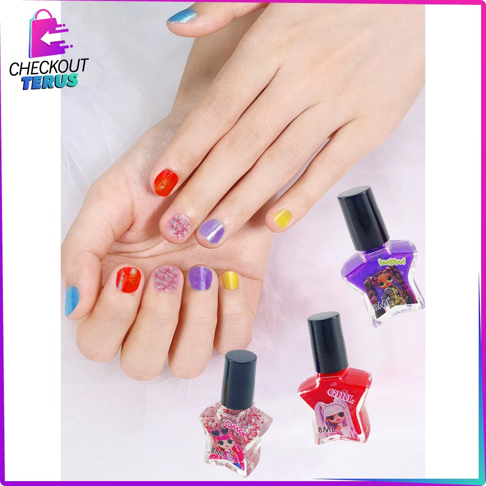 CT M98 Mainan Anak Perempuan Make Up dan Kutek Set Nail Polish Manicure Toy Mainan Pretend Play Anak Cewek Cat Kuku Rias Wajah