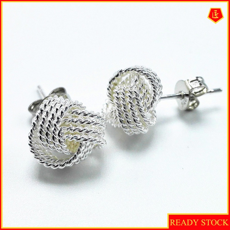 [Ready Stock]High-End Fashion Silver Stud Earrings Anti-Allergy