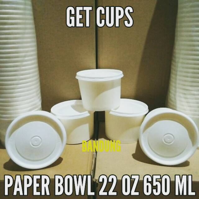 

Paper bowl 22 Oz 650 ml+ tutup isi 50 pcs