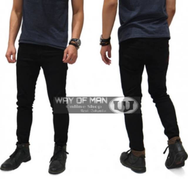 Celana Jeans Pria Hitam Polos