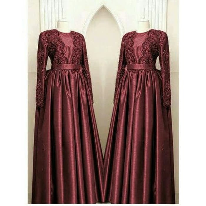 Diskon 035 GAMIS MAXI DRESS ELEGAN MERAH MAROON/ COKLAT/ HIJAU AVANZA WIRRY ThevaStore