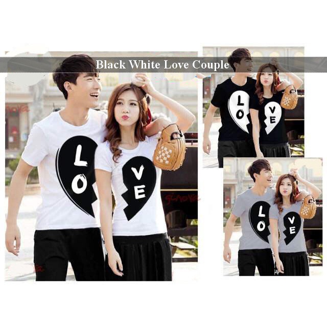 kaos couple terbaru unik pasangan serasi kompak fashionable casual blackwhitelove