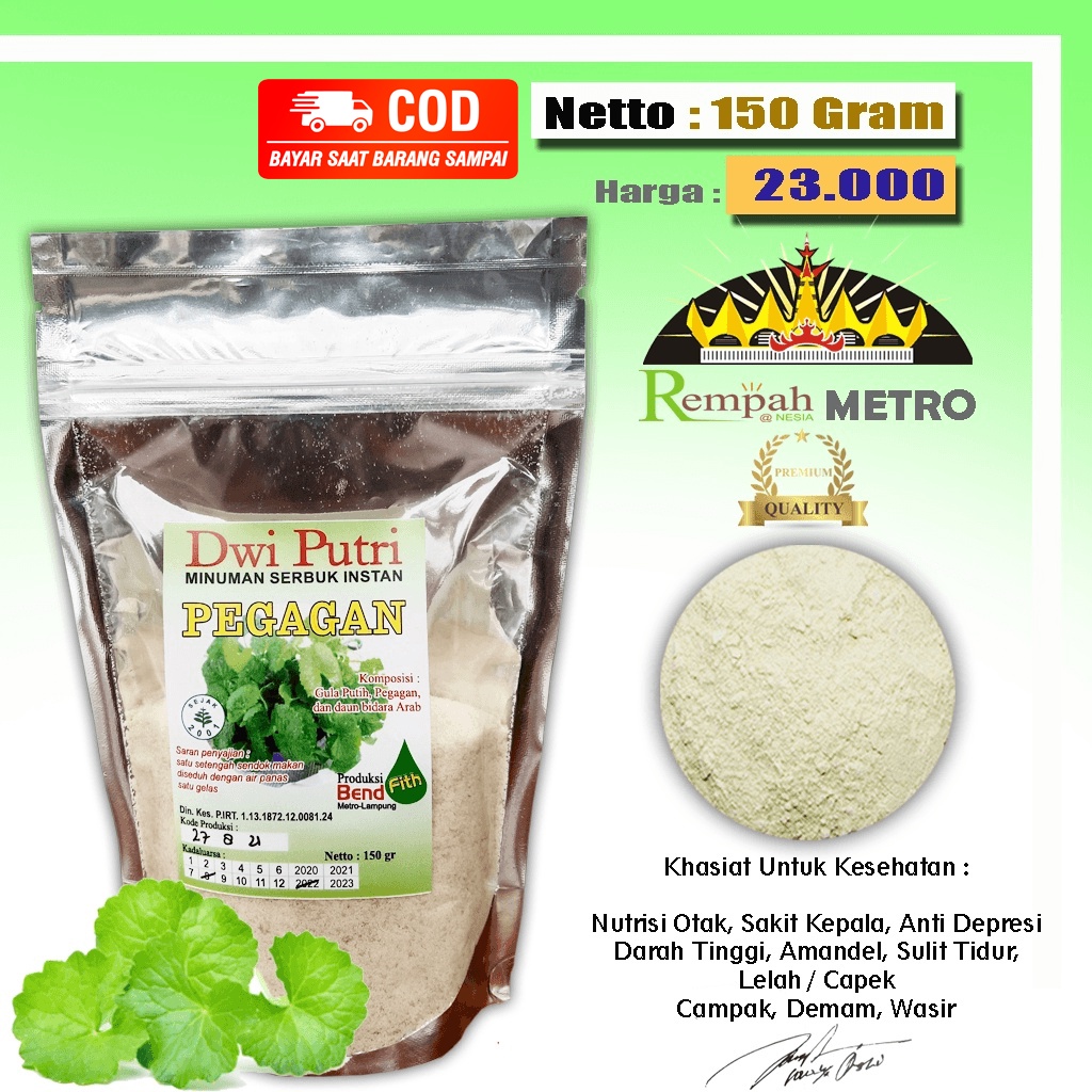 

Pegagan Bubuk Minuman Kesehatan Herbal Ukuran 150 Gram