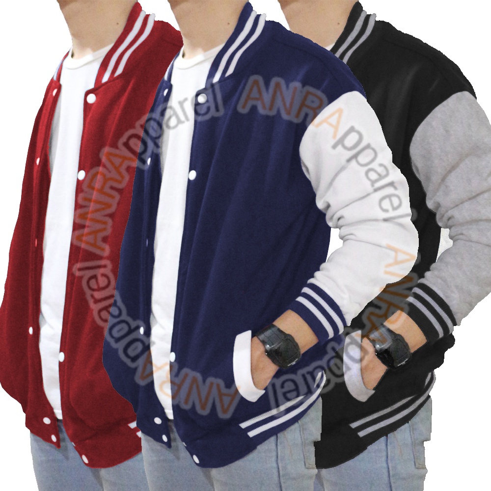 BASEBALL COWO Jaket Baseball Varsity Kancing Pria Wanita | Jaket Sweater | Jaket Cowok Keren | Jak