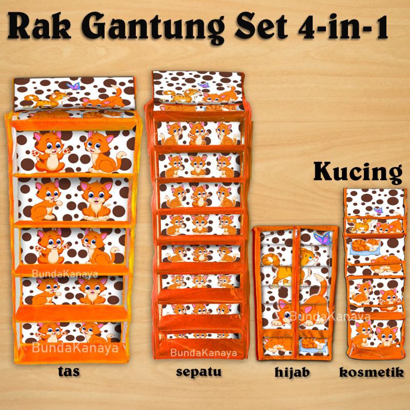 Rak Gantung Set 4in1 Tas+Sepatu+Hijab+Kosmetik