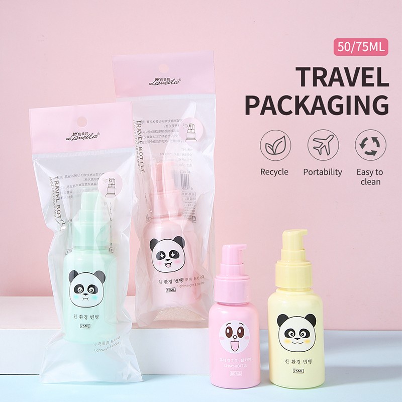 PUSH Pump botol travel PANDA Bottle Squeeze Bottle Botol Plastik Botol Isi  Botol Kosmetik Lotion