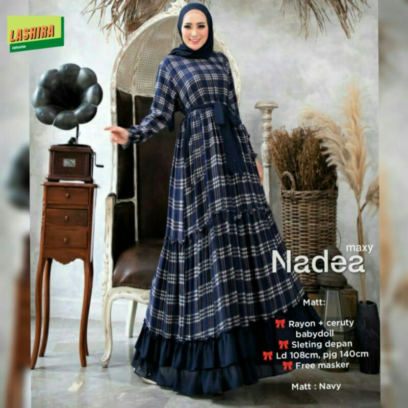 nadea maxi#navy maroon black nadea#maxi dress gamis