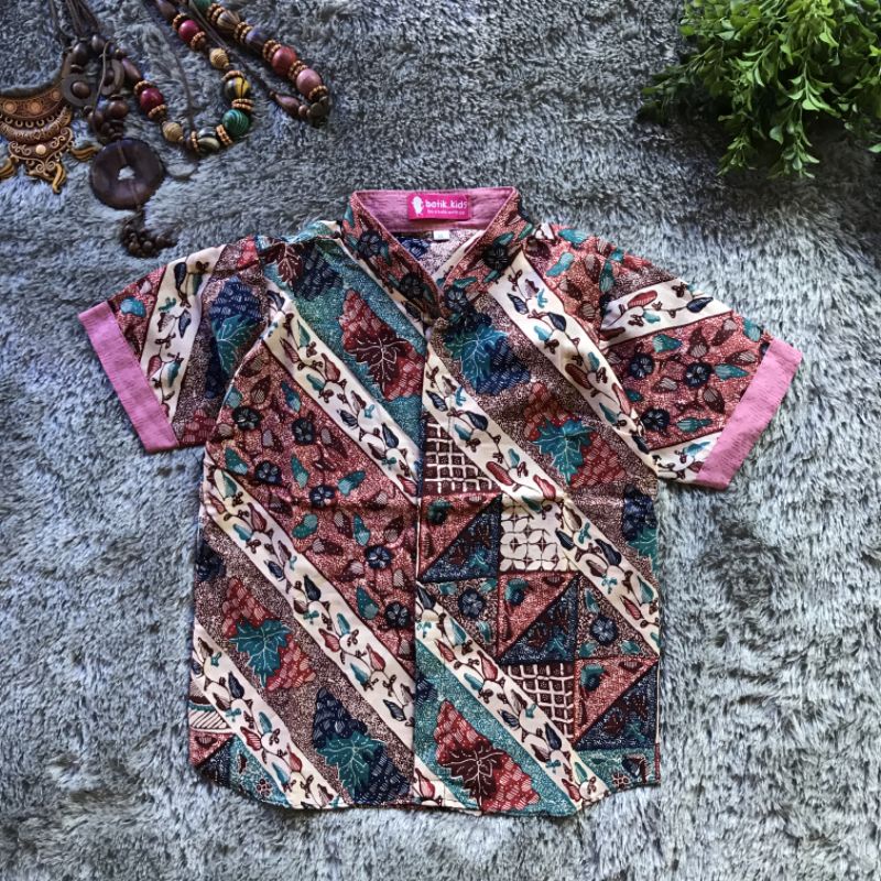 Koko Batik Anak Rise Soft Coksu Pink Koko Batik Anak Laki - Laki Katun Halus Adem Nyaman Dipakai