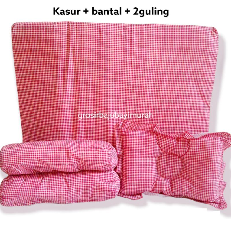 kasur bayi set bantal guling motif KOTAK perlengkapan tidur bayi baru lahir