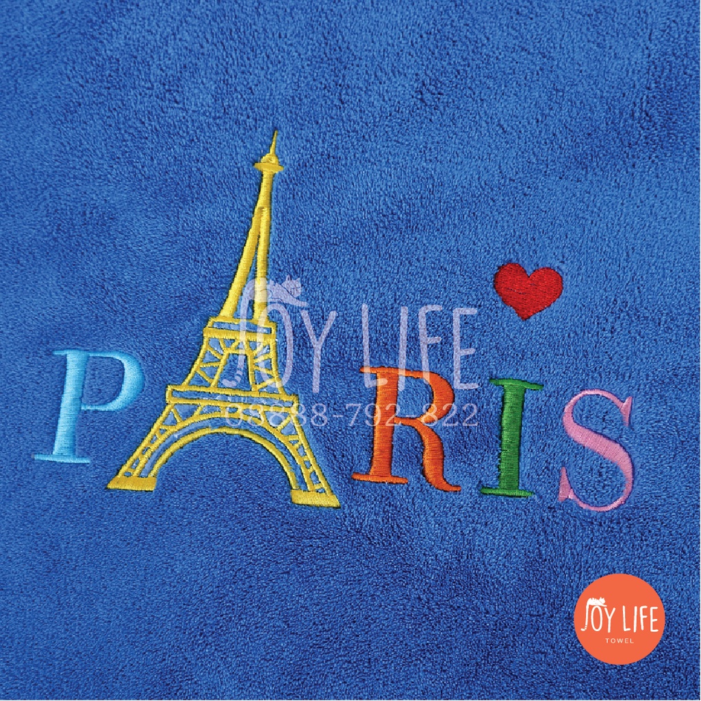 Handuk mandi bulu bordir Paris 70cmx140cm / handuk dewasa / handuk microfiber import lembut