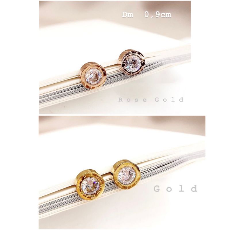 Anting Titanium Stainless steel ori anti karat Earring rosegold Premium Quality at099