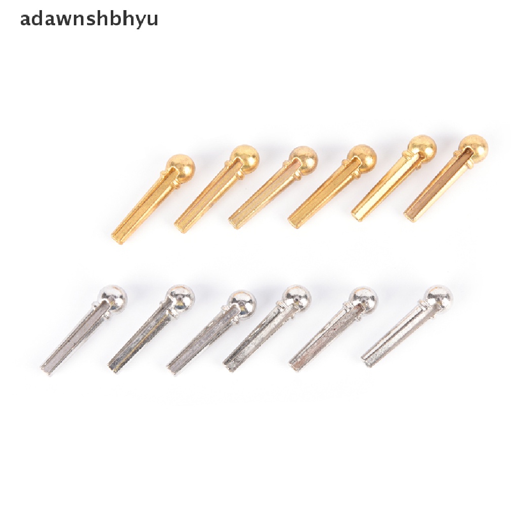 Adawnshbhyu 6pcs Metal Bridge Pin Folk Gitar Akustik String Pin Pasak Paku Warna silver/Emas