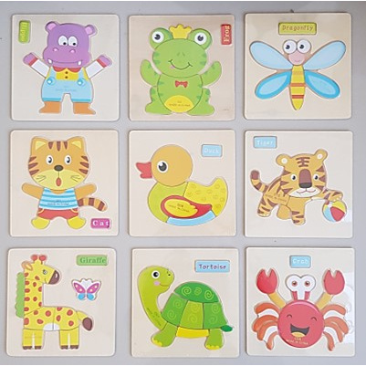 Mainan Edukasi Balita Puzzle Kayu Bentuk Hewan Buah Kendaraan PK-102