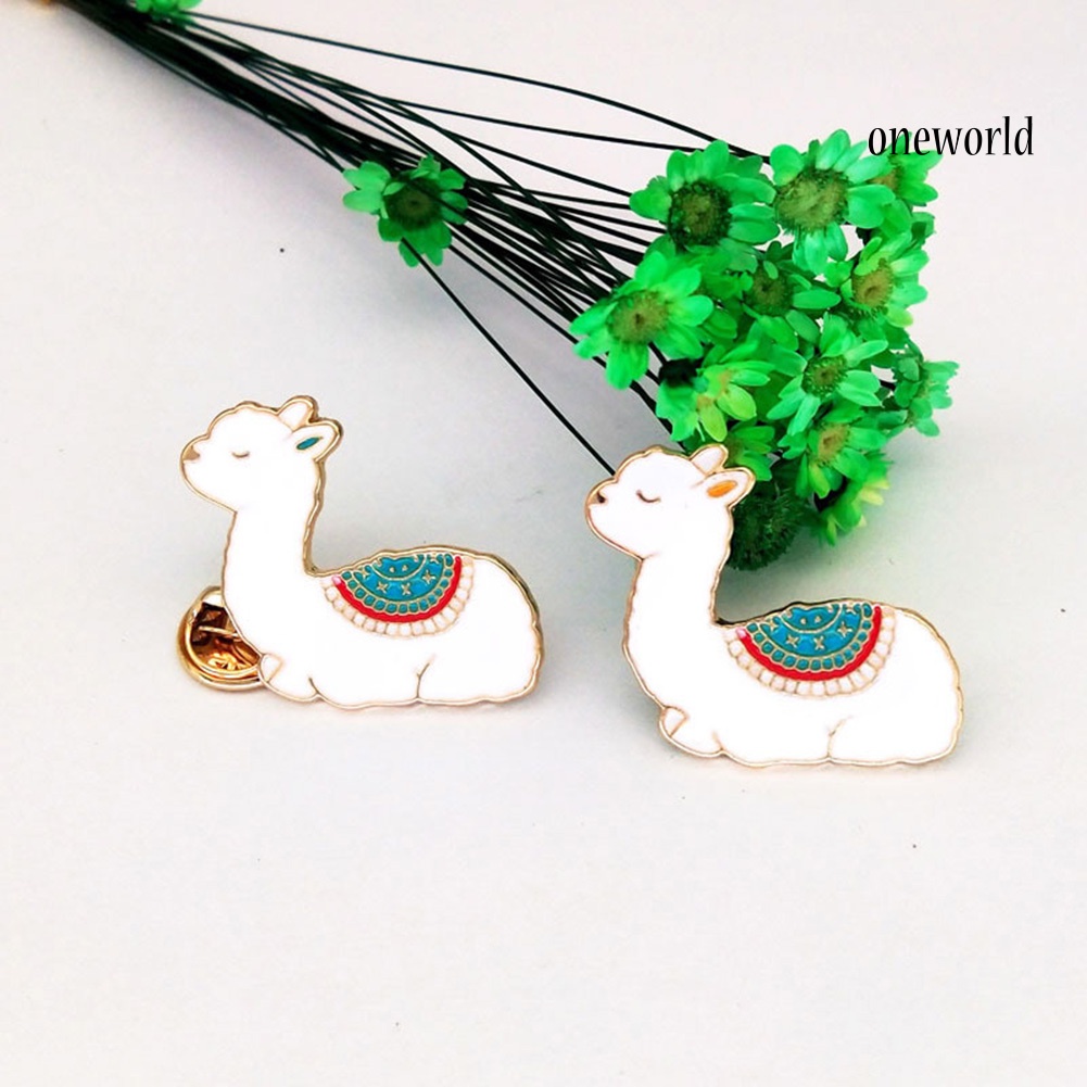 OW@ Unisex Cute Cartoon Alpaca Shape Enamel Brooch Pin Jacket Collar Bag Badge Gift