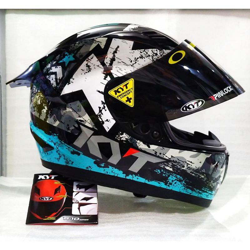 HELM KYT R10 PAKET GANTENG SERI 3 BLAK/RED ORIGINAL-Seri 3+visor smoke
