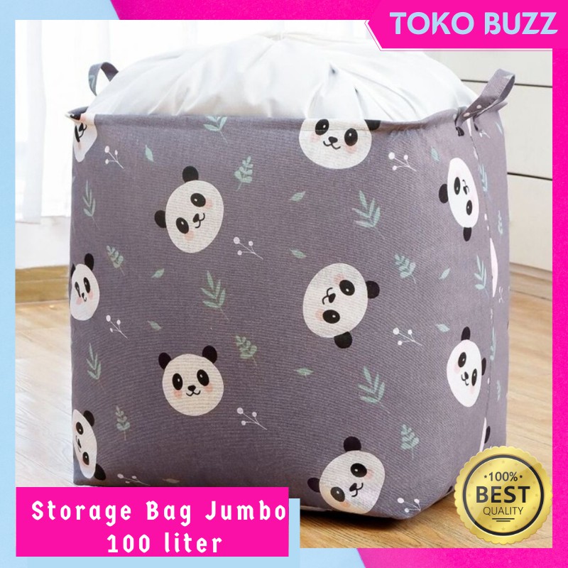 Keranjang Baju Mainan Jumbo 100 Liter/ Storage Bag Tempat Penyimpanan Serbaguna Keranjang Lipat Tempat Mainan Anak Bed Cover Baju Celana Gorden Selimut Baju Kotor Motif Minimalis