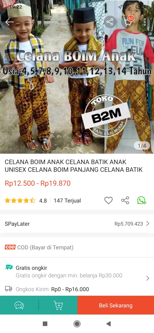 Celana Boim Anak Celana Batik Anak Unisex Celana Boim Panjang Celana Batik Murah Celana Katun