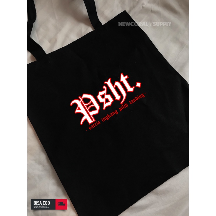 Tas Bahu ToteBag PSHT  Bahan Drill Premium Resleting Tali Kain 30 x 40 cm