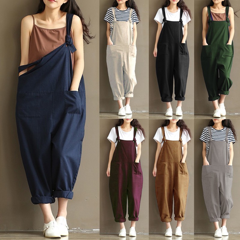 BAJU TAHUN BARU KEKINIAN MODEL CEWEK KOREAN KPOP LUCU SP/ [Bayar Di Tempat]ZANZEA Jumpsuit Longgar