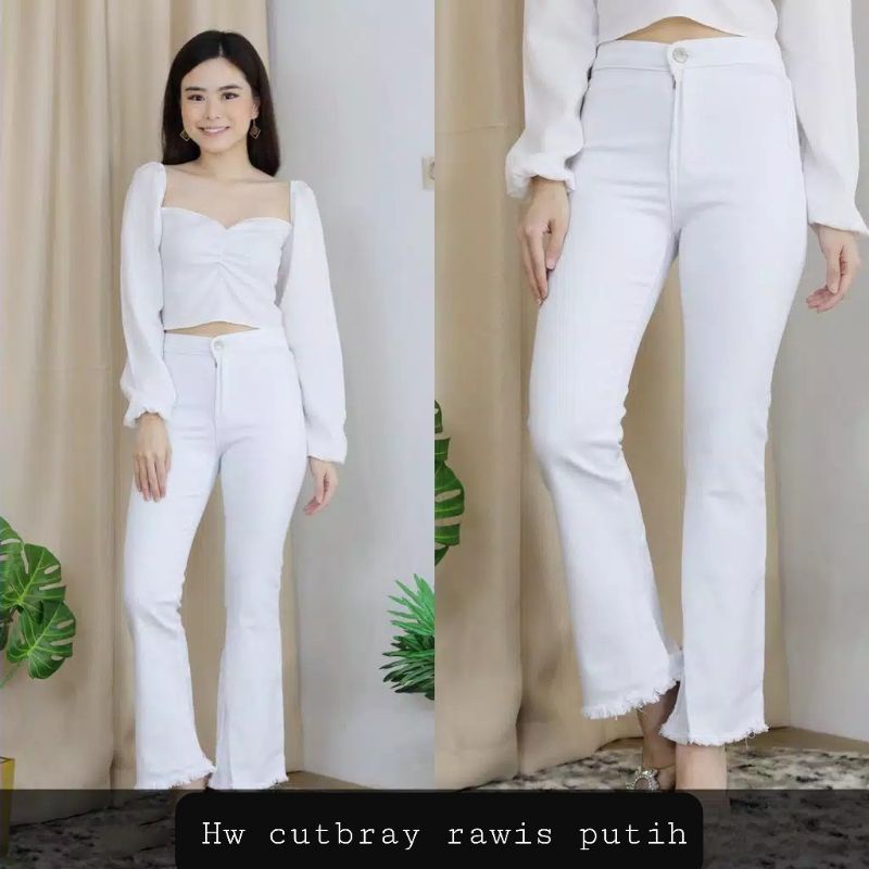 HW Cutbray Jeans - Celana Cutbray strecht Wanita - Celana Cutbray Panjang - Cutbray jeans rawis kekinian- Highwaist Cutbray Jumbo