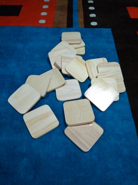 Tatakan Gelas kotak / Alas Gelas Bahan Kayu Pinus / Coaster Set Kotak Pinus