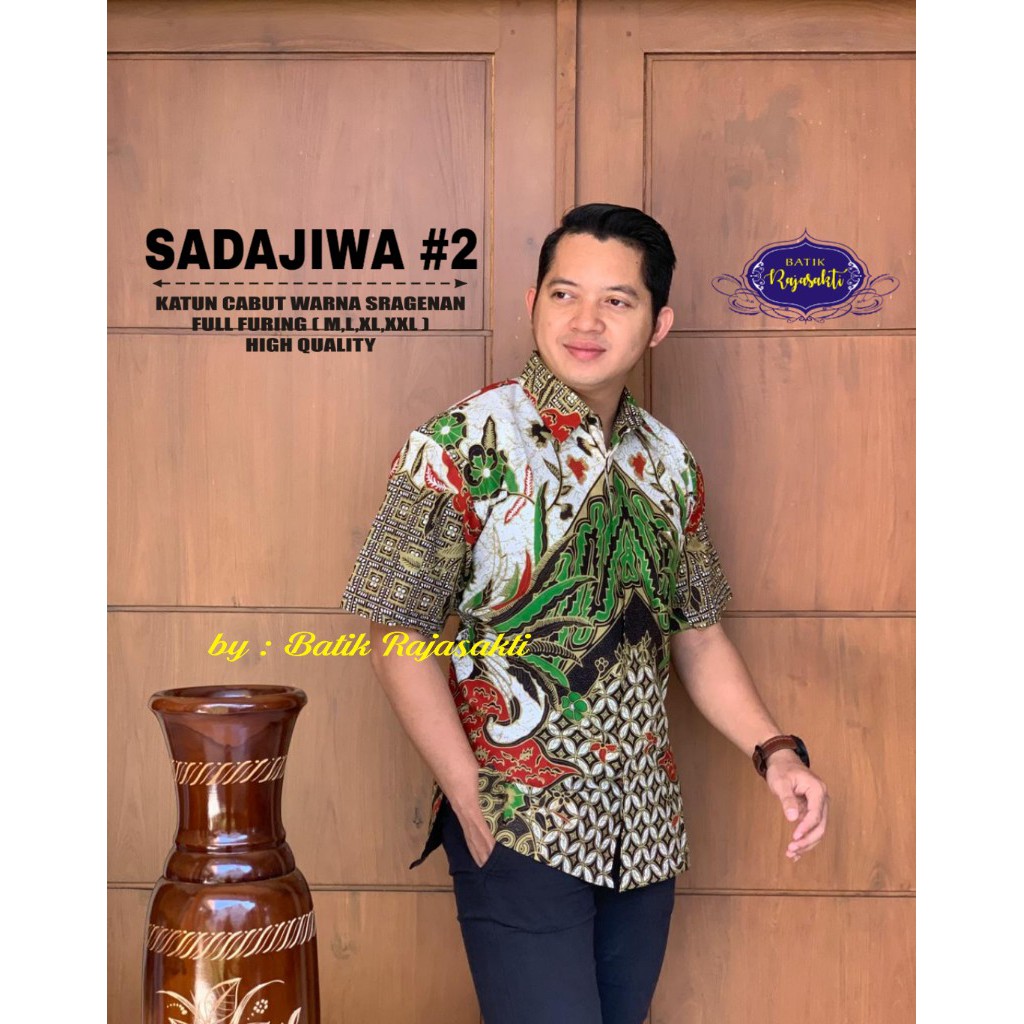 SADAWIJAYA 2 Kemeja Batik Pria Lengan Pendek Katun Halus FULL FURING Rajasakti