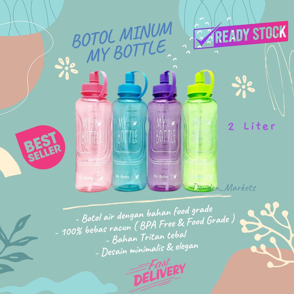 Jual Botol Minum My Bottle Botol Minum Jumbo 2 Liter Tempat Air Minum 2000 Ml Besar 2 Liter 0875