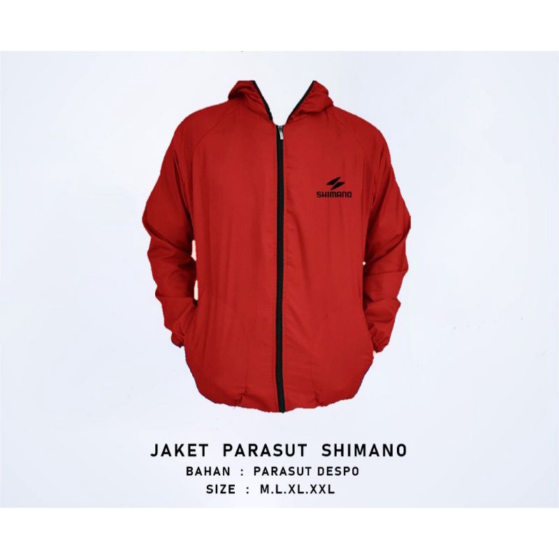 jaket pria wanita parasut shimano sauna lari bersepeda pria dan wanita-Merah
