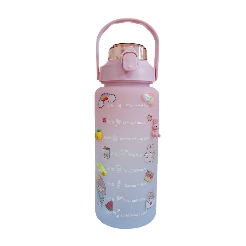 Botol Minum 2 Liter 2000ML 1300ML 1.3 Liter VIRAL/Botol Gradasi/Botol Lucu/ Botol Besar-Botol 2000ml / Pink