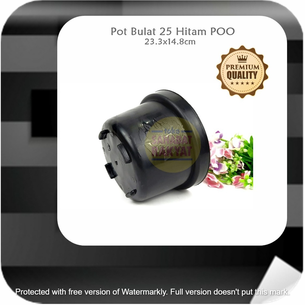 ML764Y4 Pot Bunga Bulat 25 Hitam POO