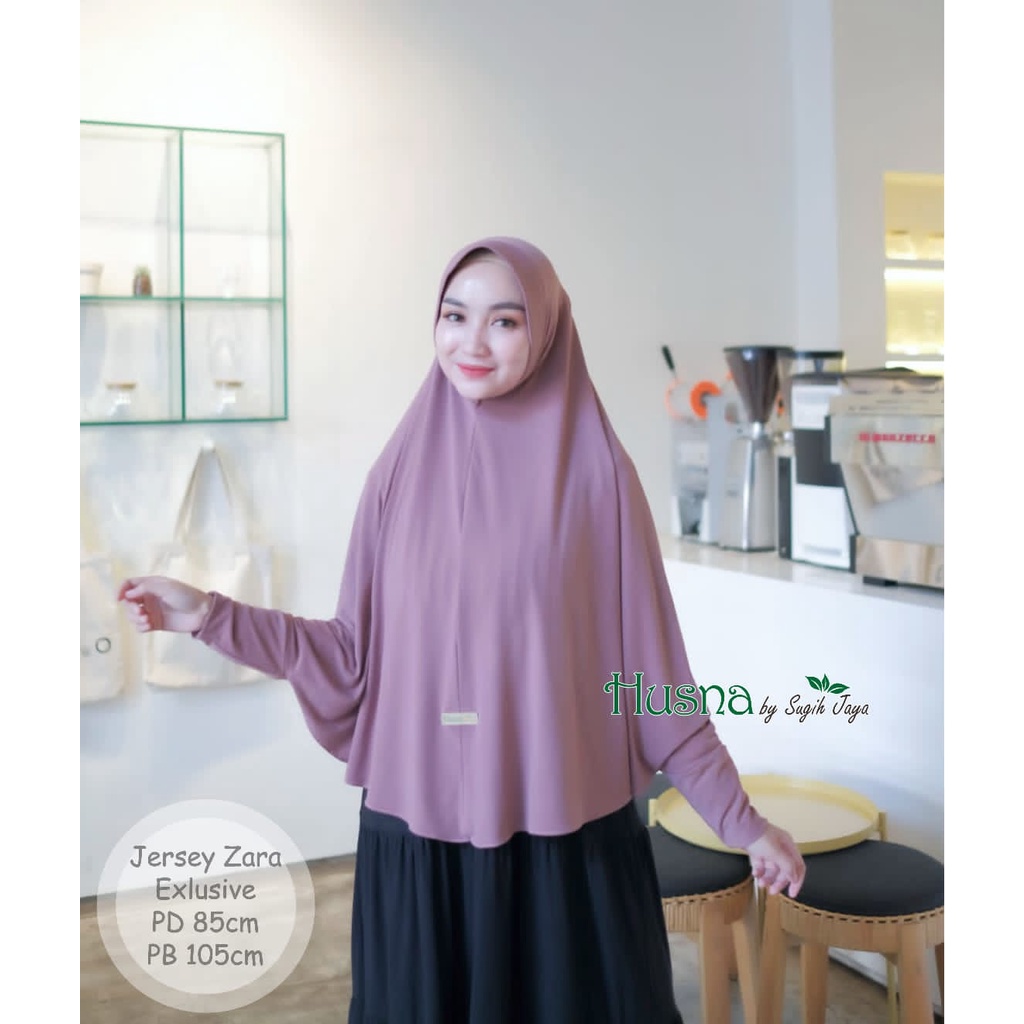 Husna Jilbab Bergo Jumbo Tangan Reborn Jersey Zara Exlusive