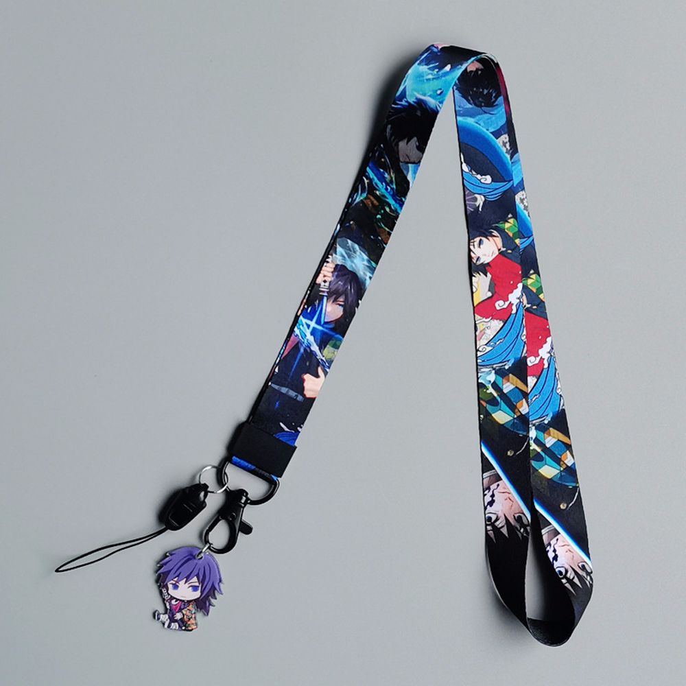 QUINTON Cute  Strap Anime Demon Slayer Lanyards Keychain Certificate lanyard Mobile Phone Strap Webbing Hang Rope Anime characters High Quality Cartoon Pendant Cartoon Hang Rope