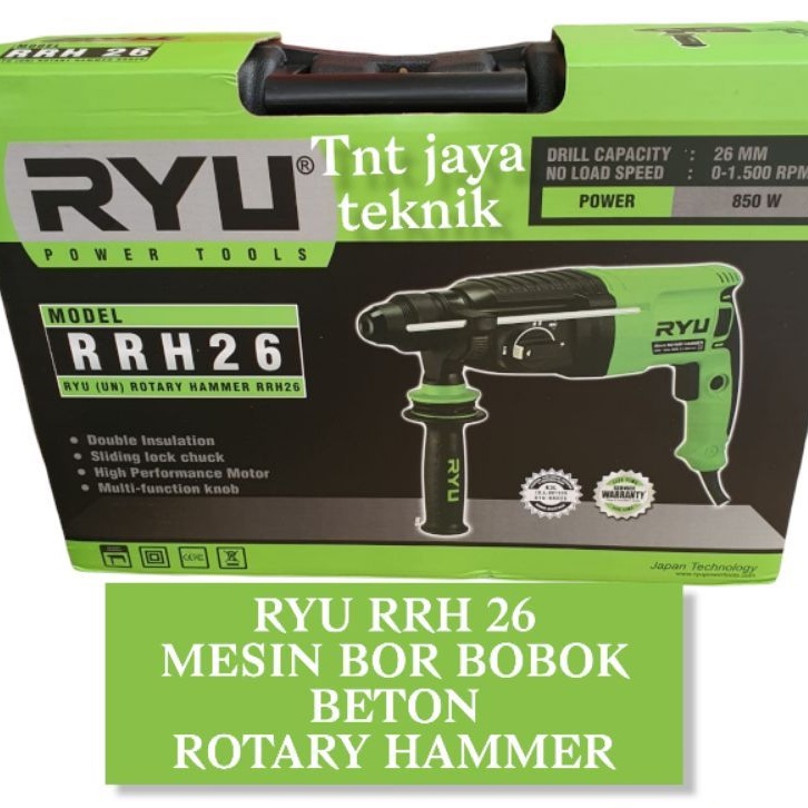 MESIN BOR BOBOK BETON SDS PLUS RYU RRH 26 / ROTARY HAMMER RYU RRH-26 / MESIN BOR BETON BOBOK