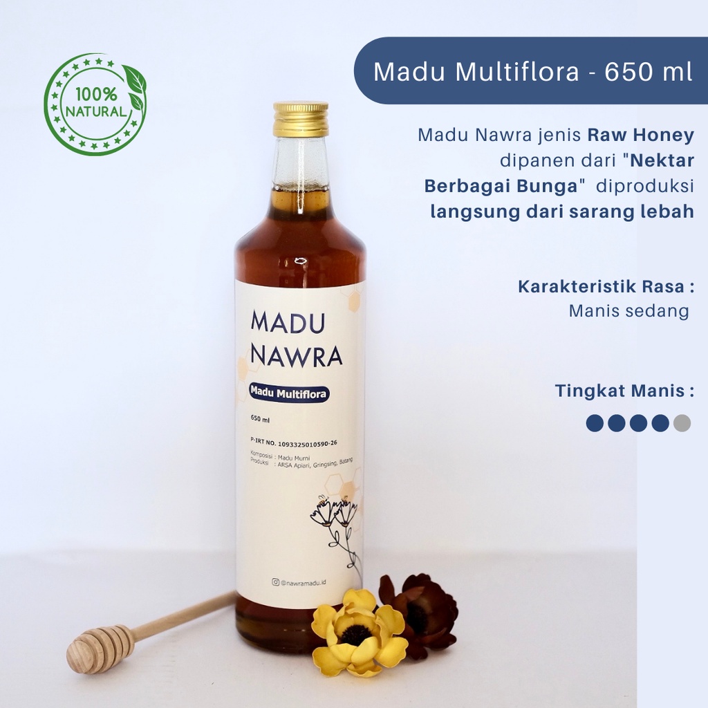 

Madu Nawra - Madu Multiflora 650 ml - Raw Honey - (Madu Asli dan Alami)