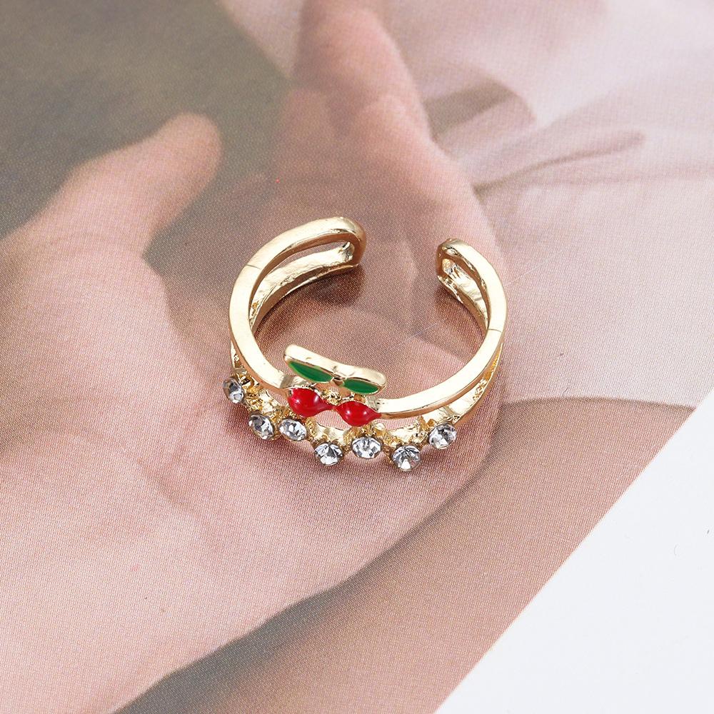 Lily Strawberry Cincin Indah Perhiasan Hadiah Untuk Wanita Pria Terbuka