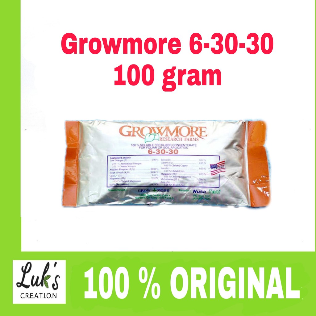 Growmore 6 30 30 100 gram Growmore 6-30-30 pupuk bunga buah