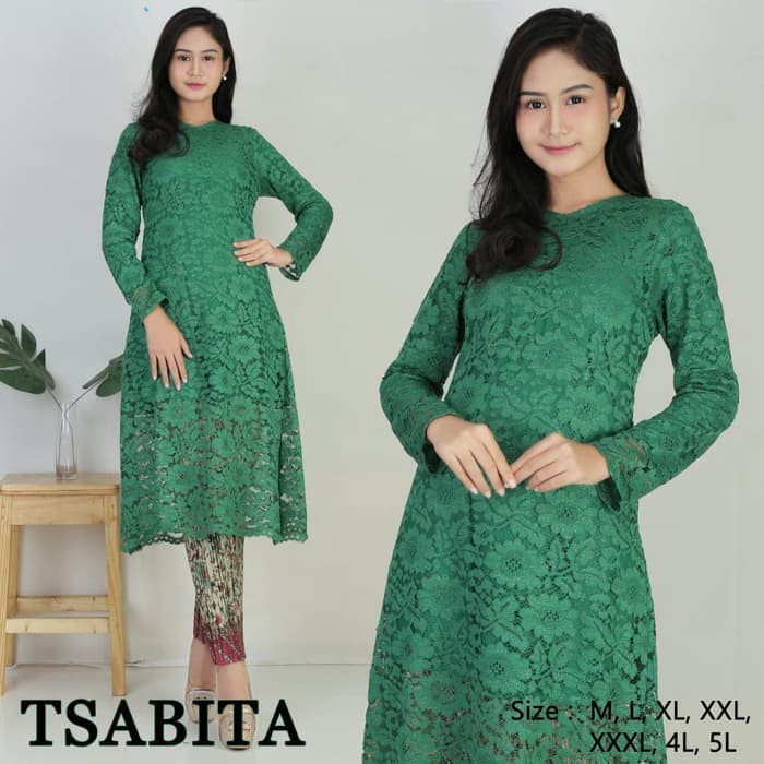 Stelan Kebaya Jumbo Pesta Brukat Modern Ijo Botol-KEBAYA BROKAT MODERN PESTA KONDANGAN /kebaya moder